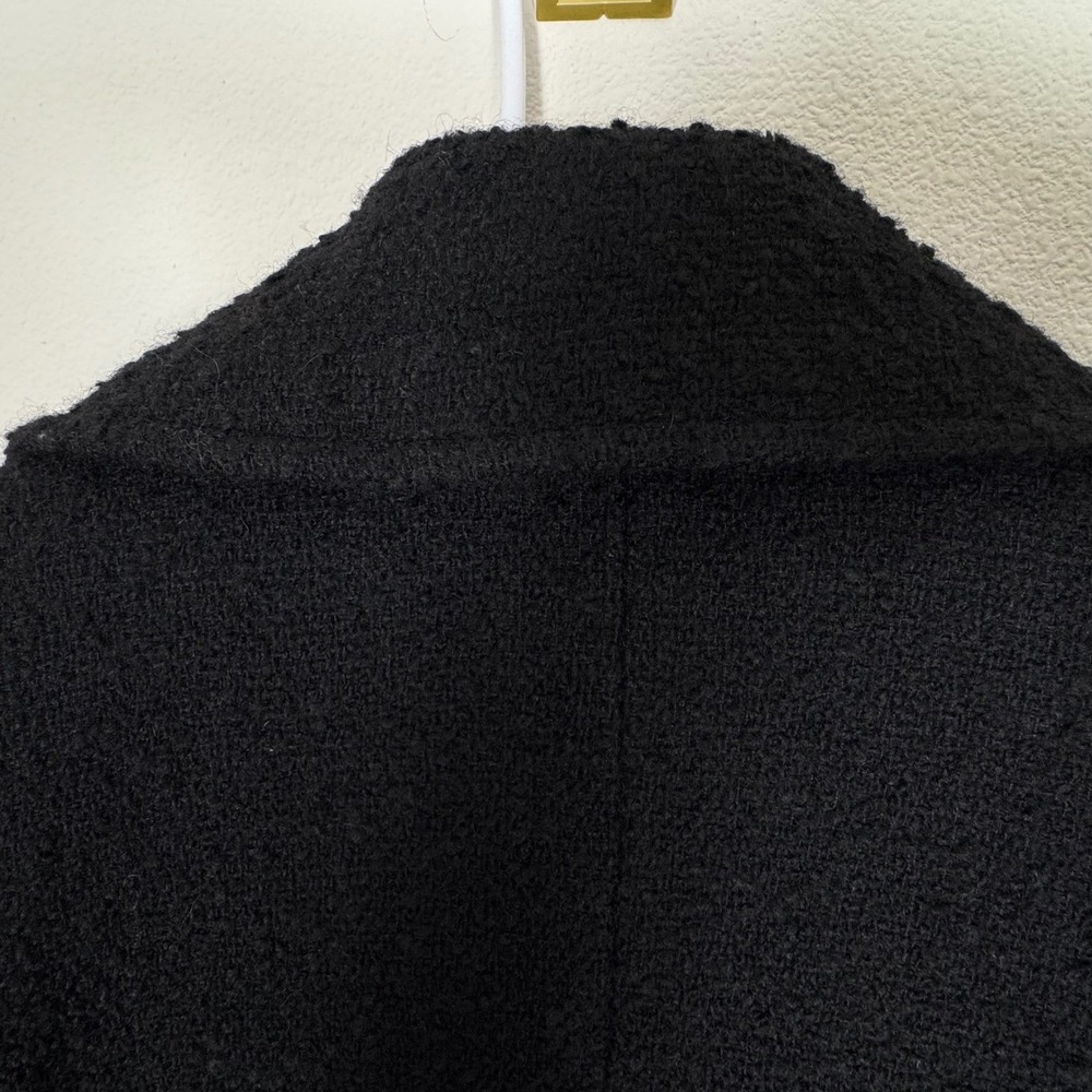 Maeve Black Double Breasted Tweed Coat Maxi Womens 8P Classic Dark Academia Chic - Picture 7 of 12